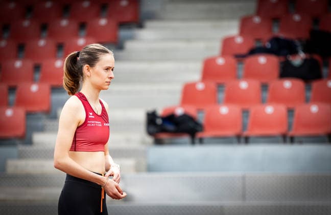 7 Wiesbadener Sprungmeeting WI JUMP Wiesbaden, 14 05 2026 Focused Lea Henning LG Seligenstadt in triple jump 7 Wiesbadener Sprungmeeting WI JUMP on 14 05 2026 at Helmut Schön Sportpark in Wiesbaden Hessen Copyright: xBEAUTIFULxSPORTS R.xSchmittx