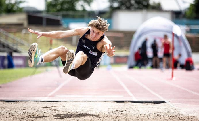 7 Wiesbadener Sprungmeeting WI JUMP Wiesbaden, 14 05 2026 Phil Janitz Düsseldorf Athletics in the long jump 7 Wiesbadener Sprungmeeting WI JUMP on 14 05 2026 at the Helmut Schön Sportpark in Wiesbaden Hessen Copyright: xBEAUTIFULxSPORTS R.xSchmittx