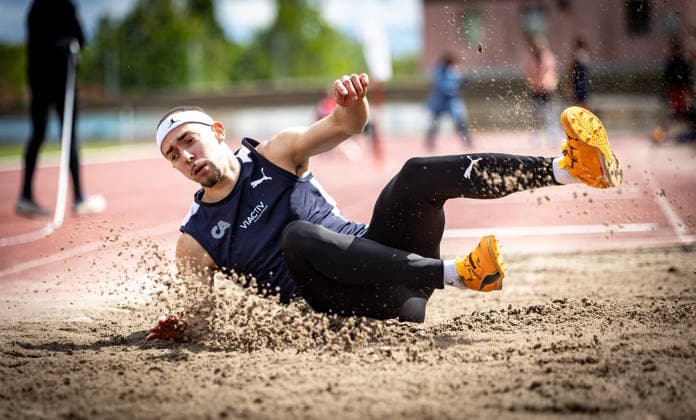 7 Wiesbadener Sprungmeeting WI JUMP Wiesbaden, 14 05 2026 Milan Klosowski Cologne Athletics in triple jump 7 Wiesbadener Sprungmeeting WI JUMP on 14 05 2026 at the Helmut Schön Sportpark in Wiesbaden Hessen Copyright: xBEAUTIFULxSPORTS R.xSchmittx