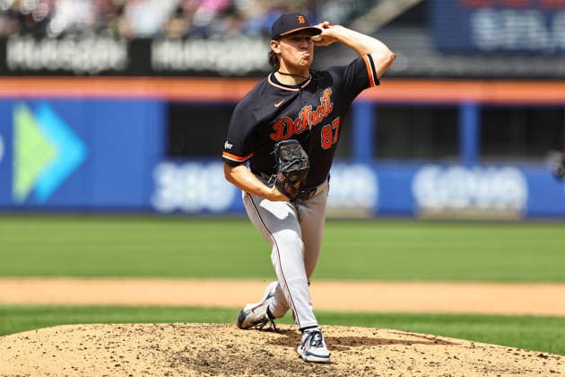 MLB, Baseball Herren, USA Tigers Vs. Mets Detroit Tigers relief pitcher Tyler Holton 87 throws during the fifth inning of the baseball game against the New York Mets at Citi Field in Flushing, New York, on May 14, 2026. Flushing N.Y. United States  Copyright: xGordonxDonovanx originalFilename:donovan-mlbtiger260514_npLMw.jpg