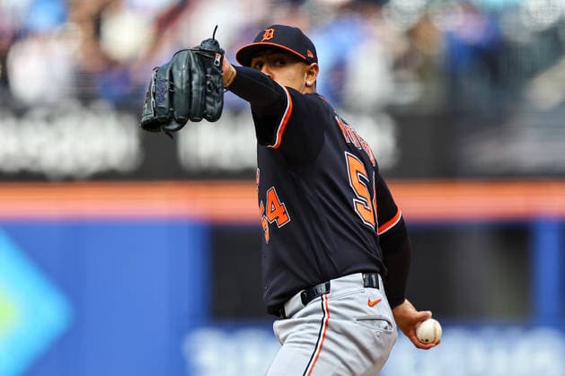 MLB, Baseball Herren, USA Tigers Vs. Mets Detroit Tigers starting pitcher Keider Montero 54 throws during the fifth inning of the baseball game against the New York Mets at Citi Field in Flushing, New York, on May 14, 2026. Flushing N.Y. United States  Copyright: xGordonxDonovanx originalFilename:donovan-mlbtiger260514_npNkc.jpg