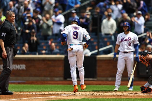 MLB, Baseball Herren, USA Tigers Vs. Mets New York Mets player A.J. Ewing 9 hits a solo home run during the third inning of a baseball game against the Detroit Tigers at Citi Field in Flushing, New York, on May 14, 2026. Flushing N.Y. United States  Copyright: xGordonxDonovanx originalFilename:donovan-mlbtiger260514_npXx5.jpg