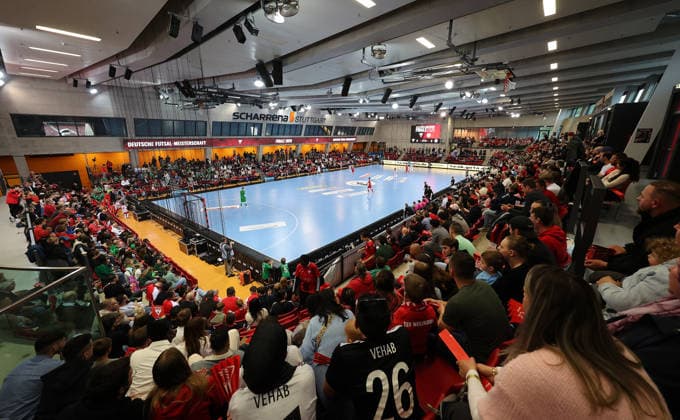Stuttgart , Futsal Bundesliga Final German Championship Game 2 , TSV Weilimdorf vs HOT 05 Futsal , Overview Scharrena