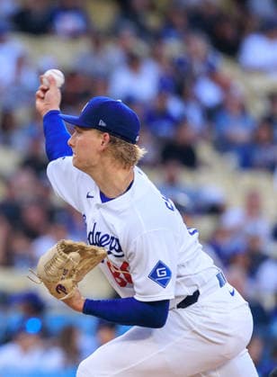 May 14, 2026, Los Angeles, California, USA: Starting pitcher, Emmet Sheehan 80 of the Los Angeles Dodgers during a regular season MLB, Baseball Herren, USA game against the San Francisco Giants on Thursday May 14, 2026 at Dodger Stadium in Los Angeles, California. Dodgers defeat Giants, 5-2. JAVIER ROJAS PI Los Angeles USA - ZUMAp124 20260514_zaa_p124_001 Copyright: xJavierxRojasx