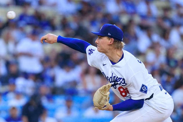 May 14, 2026, Los Angeles, California, USA: Starting pitcher, Emmet Sheehan 80 of the Los Angeles Dodgers during a regular season MLB, Baseball Herren, USA game against the San Francisco Giants on Thursday May 14, 2026 at Dodger Stadium in Los Angeles, California. Dodgers defeat Giants, 5-2. JAVIER ROJAS PI Dodgers Defeat Giants, 5-2 - ZUMAp124 20260514_zaa_p124_004 Copyright: xJavierxRojasx