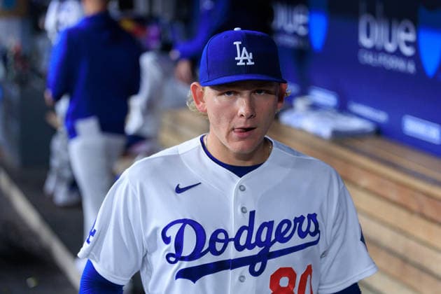May 14, 2026, Los Angeles, California, USA: Starting pitcher, Emmet Sheehan 80 of the Los Angeles Dodgers during a regular season MLB, Baseball Herren, USA game against the San Francisco Giants on Thursday May 14, 2026 at Dodger Stadium in Los Angeles, California. Dodgers defeat Giants, 5-2. JAVIER ROJAS PI Los Angeles USA - ZUMAp124 20260514_zaa_p124_021 Copyright: xJavierxRojasx