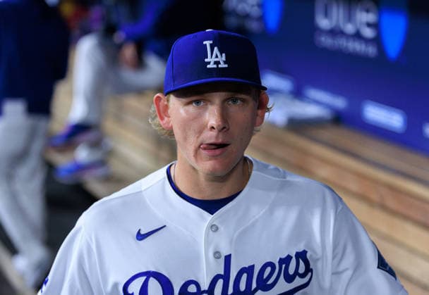 May 14, 2026, Los Angeles, California, USA: Starting pitcher, Emmet Sheehan 80 of the Los Angeles Dodgers during a regular season MLB, Baseball Herren, USA game against the San Francisco Giants on Thursday May 14, 2026 at Dodger Stadium in Los Angeles, California. Dodgers defeat Giants, 5-2. JAVIER ROJAS PI Los Angeles USA - ZUMAp124 20260514_zaa_p124_022 Copyright: xJavierxRojasx
