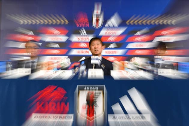 (L-R) Masakuni Yamamoto (JPN), Hajime Moriyasu (JPN), JFATsuneyasu Miyamoto (JPN), Ambience shot, MAY 15, 2026 - Football Soccer : Japan head coach Hajime Moriyasu attends the press conference, PK, Pressekonferenz to announce the squad for the FIFA World Cup, WM, Weltmeisterschaft, Fussball 2026 in Tokyo, Japan. Noxthirdxpartyxsales aflo_330456113