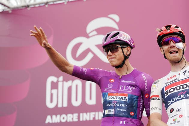 France™s Paul Magnier of Soudal Quick-Step cyclamen jersey during Stage 7 of the Giro d™Italia from Formia to Blockhaus, Italy. Friday May 15, 2026.  Copyright: xMassimoxPaolonex xLaPressex