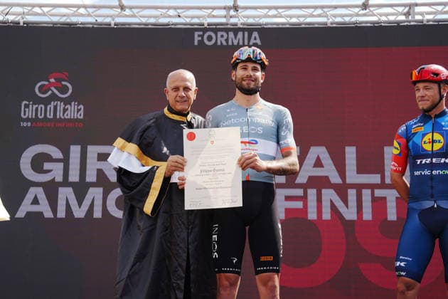 Lauree Honoris Causa to Italy™s Filippo Ganna of Netcompany Ineos during Stage 7 of the Giro d™Italia from Formia to Blockhaus, Italy. Friday May 15, 2026.  Copyright: xMassimoxPaolonex xLaPressex