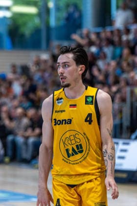 Gian Bahattin Aydinoglu Bozic Estriche Knights Kirchheim, 04 GER, Bozic Estriche Knights Kirchheim vs BG Goettingen, BARMER 2 Basketball Bundesliga, Playoffs Game 4, Season 2025 2026, 14 05 2026 GER, Bozic Estriche Knights Kirchheim vs BG Goettingen, BARMER 2 Basketball Bundesliga, Playoffs Game 4, Season 2025 2026, 14 05 2026 Goeppingen Copyright: xEibner-Pressefoto NinaxSanderx EP_NSR