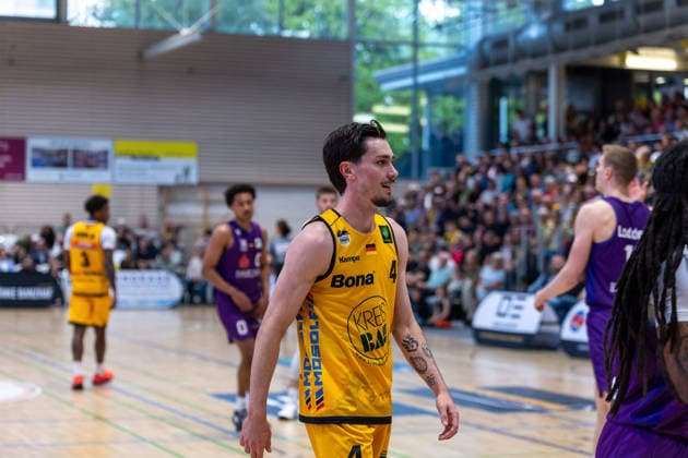 Gian Bahattin Aydinoglu Bozic Estriche Knights Kirchheim, 04 GER, Bozic Estriche Knights Kirchheim vs BG Goettingen, BARMER 2 Basketball Bundesliga, Playoffs Game 4, Season 2025 2026, 14 05 2026 GER, Bozic Estriche Knights Kirchheim vs BG Goettingen, BARMER 2 Basketball Bundesliga, Playoffs Game 4, Season 2025 2026, 14 05 2026 Goeppingen Copyright: xEibner-Pressefoto NinaxSanderx EP_NSR