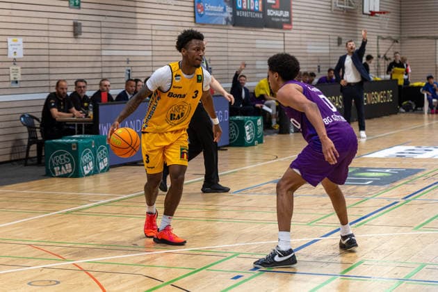 Charles Tyorne Harris Jr Bozic Estriche Knights Kirchheim, 03 Nils Owen Schmitz BG Goettingen, 00 GER, Bozic Estriche Knights Kirchheim vs BG Goettingen, BARMER 2 Basketball Bundesliga, Playoffs Game 4, Season 2025 2026, 14 05 2026 GER, Bozic Estriche Knights Kirchheim vs BG Goettingen, BARMER 2 Basketball Bundesliga, Playoffs Game 4, Season 2025 2026, 14 05 2026 Goeppingen Copyright: xEibner-Pressefoto NinaxSanderx EP_NSR