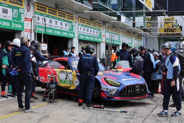 Nürburg, Germany 14 17 May 2026 ADAC Ravenol 24h Race Nürburgring 2026 Friday Qualifying Pitlane Pitlane In the picture 3 Winward Racing Mercedes AMG GT3 Max Verstappen NED, Lucas Auer AUT, Jules Gounon AND, Daniel Juncadella ESP Nürburgring Rheinland Pfalz Copyright: xFotostandx xFabianxWernerx