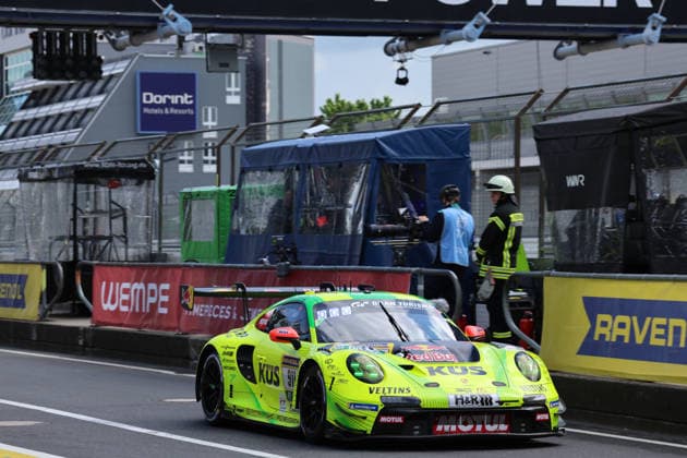 Nürburg, Germany 14 17 May 2026 ADAC Ravenol 24h Race Nürburgring 2026 Friday Qualifying Pitlane Grello In the picture 911 Manthey Racing GmbH Porsche 911 GT3 R 992 Evo26 Kevin Estre FRA, Ayhancan Güven TUR, Thomas Preining AUT, Matt Campbell AUS Nürburgring Rheinland Pfalz Copyright: xFotostandx xFabianxWernerx