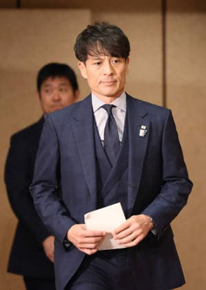 May 15, 2026, Tokyo, Japan - Japan Football Association (JFA) president Tsuneyasu Miyamoto arrives at a press conference, PK, Pressekonferenz in Tokyo as Japan s football national team, Nationalteam head coach Hajime Moriyasu announces his 26-member World Cup squad on Friday, May 15, 2026. FIFA World Cup, WM, Weltmeisterschaft, Fussball 2026 will be held from June 11 through July 19 in Canada, Mexico and the United States. (photo by Yoshio Tsunoda AFLO) Noxthirdxpartyxsales  aflo_330475197