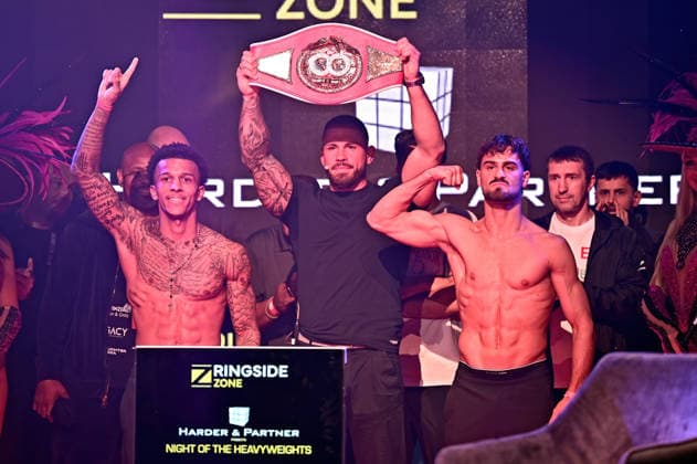 Ringside Series 2026 - Night of the Heavyweights Franklyn Dwomoh , Florian Winter and Devrim Gökduman on the occasion of a press conference for the martial arts event Ringside Series 2026 - Night of the Heavyweights on 14 05 2026 at Palazzo Mannheim
