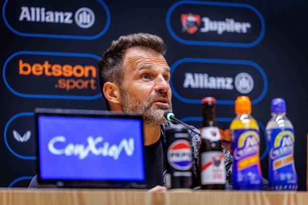 Club s head coach Ivan Leko pictured during a press conference, PK, Pressekonferenz of Belgian soccer team Club Brugge KV, Friday 15 May 2026 in Brugge, regarding their lasts games of the Champion s Play-Off (PO 1) competition of the Jupiler Pro League. KURTxDESPLENTER  x173965245x