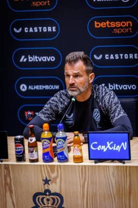 Club s head coach Ivan Leko pictured during a press conference, PK, Pressekonferenz of Belgian soccer team Club Brugge KV, Friday 15 May 2026 in Brugge, regarding their lasts games of the Champion s Play-Off (PO 1) competition of the Jupiler Pro League. KURTxDESPLENTER  x173965290x