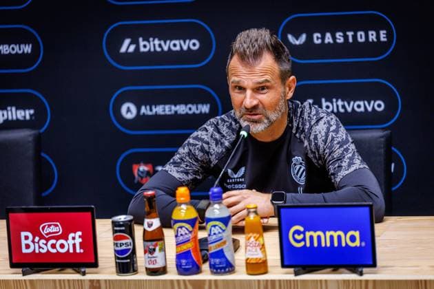 Club s head coach Ivan Leko pictured during a press conference, PK, Pressekonferenz of Belgian soccer team Club Brugge KV, Friday 15 May 2026 in Brugge, regarding their lasts games of the Champion s Play-Off (PO 1) competition of the Jupiler Pro League. KURTxDESPLENTER  x173965587x
