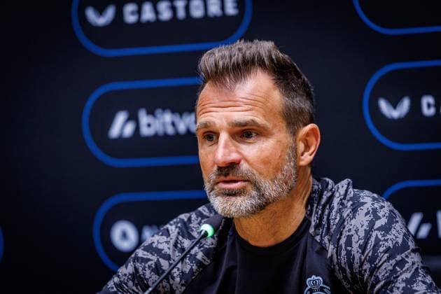 Club s head coach Ivan Leko pictured during a press conference, PK, Pressekonferenz of Belgian soccer team Club Brugge KV, Friday 15 May 2026 in Brugge, regarding their lasts games of the Champion s Play-Off (PO 1) competition of the Jupiler Pro League. KURTxDESPLENTER  x173965656x