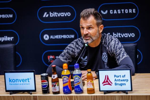 Club s head coach Ivan Leko pictured during a press conference, PK, Pressekonferenz of Belgian soccer team Club Brugge KV, Friday 15 May 2026 in Brugge, regarding their lasts games of the Champion s Play-Off (PO 1) competition of the Jupiler Pro League. KURTxDESPLENTER  x173965730x