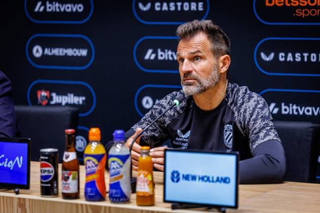 Club s head coach Ivan Leko pictured during a press conference, PK, Pressekonferenz of Belgian soccer team Club Brugge KV, Friday 15 May 2026 in Brugge, regarding their lasts games of the Champion s Play-Off (PO 1) competition of the Jupiler Pro League. KURTxDESPLENTER  x173965740x