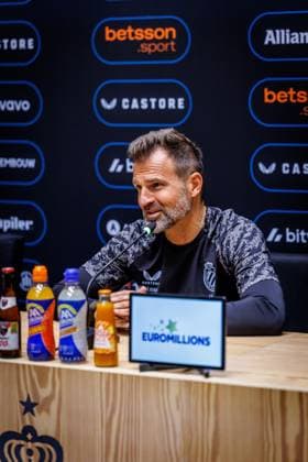 Club s head coach Ivan Leko pictured during a press conference, PK, Pressekonferenz of Belgian soccer team Club Brugge KV, Friday 15 May 2026 in Brugge, regarding their lasts games of the Champion s Play-Off (PO 1) competition of the Jupiler Pro League. KURTxDESPLENTER  x173965794x
