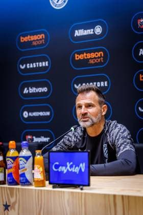 Club s head coach Ivan Leko pictured during a press conference, PK, Pressekonferenz of Belgian soccer team Club Brugge KV, Friday 15 May 2026 in Brugge, regarding their lasts games of the Champion s Play-Off (PO 1) competition of the Jupiler Pro League. KURTxDESPLENTER  x173965838x