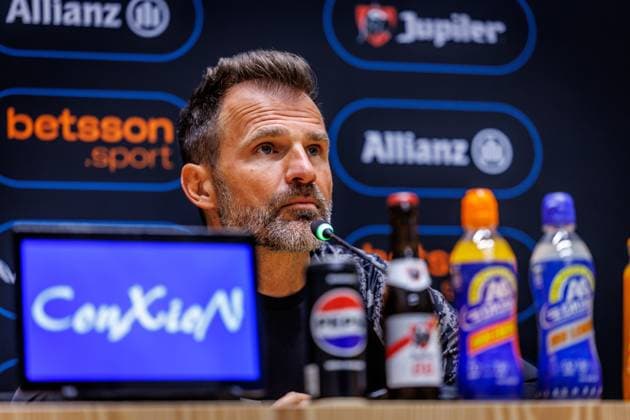 Club s head coach Ivan Leko pictured during a press conference, PK, Pressekonferenz of Belgian soccer team Club Brugge KV, Friday 15 May 2026 in Brugge, regarding their lasts games of the Champion s Play-Off (PO 1) competition of the Jupiler Pro League. KURTxDESPLENTER  x173965877x