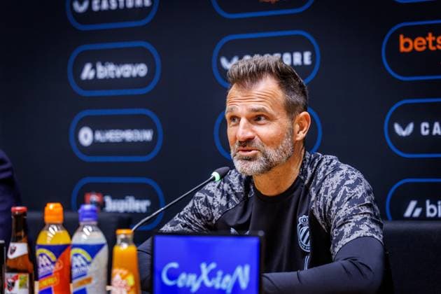 Club s head coach Ivan Leko pictured during a press conference, PK, Pressekonferenz of Belgian soccer team Club Brugge KV, Friday 15 May 2026 in Brugge, regarding their lasts games of the Champion s Play-Off (PO 1) competition of the Jupiler Pro League. KURTxDESPLENTER  x173965885x
