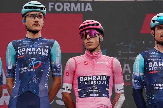 Portugal™s Afonso Oliveira Eulalio of Bahrain Victorious pink jersey during Stage 7 of the Giro d™Italia from Formia to Blockhaus, Italy. Friday May 15, 2026.  Copyright: xMassimoxPaolonex xLaPressex