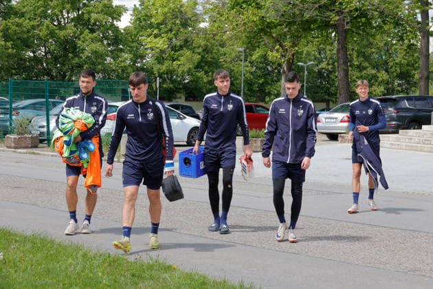 Training CFC 15 05 2026, Chemnitz, Sportforum, Sport, Football, Regionalliga Nordost 2025 2026, CFC, Training The CFC team meets for the last training session in the 2025 26 season before the match against BFC Dynamo vl Roman Eppendorfer, Jonas Marx, Georg Hempel, Niclas Walther and Felix Müller Chemnitz Saxony BRD