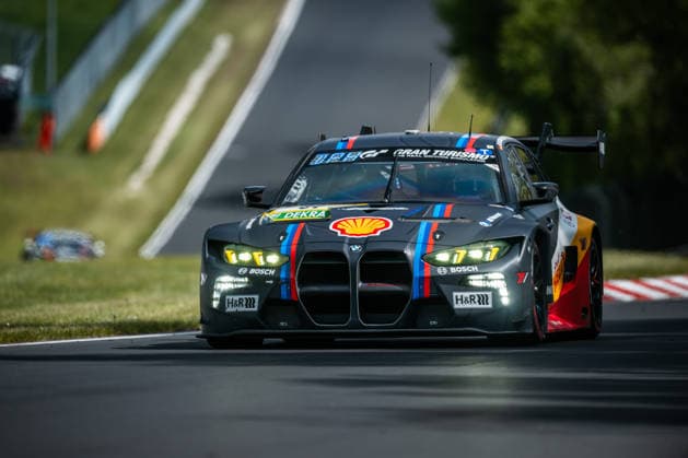The BMW M3 Touring 24h with starting number 81 from the BMW M Motorsport team with drivers Jens Klingmann, Ugo de Wilde, Connor de Phillippi and Neil Verhagen drives during the top qualifying session on the Nordschleife of the Nürburgring Nürburg Rhineland-Palatinate Germany