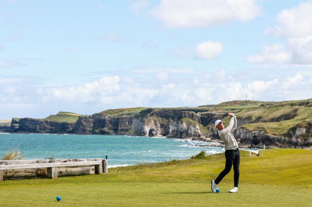 REPRO FREE *PRESS RELEASE NO REPRODUCTION FEE* EDITORIAL USE ONLY North of Ireland Men s Amateur Open, Royal Portrush Golf Club, Portrush 15 5 2026 Dylan Keating tees off on the 6th hole Dylan Keating tees off on the 6th hole 15 5 2026  Copyright: x INPHO NickxElliottx NE1L8520