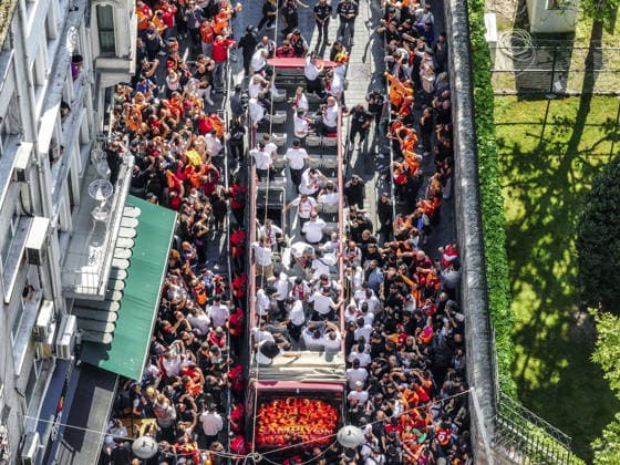 Football, Turkey, Galatasaray Istanbul celebrates Turkish championship in the city centre