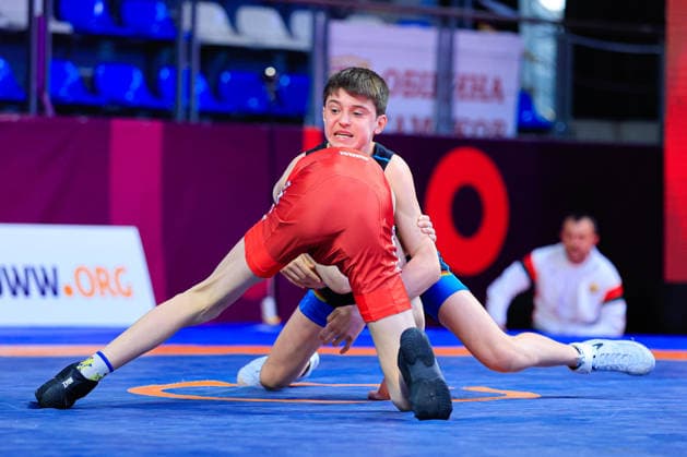 U17 Wrestling European Championships 48kg FS Bogdan Sapojnic GER df Ivan Astreika BLR Copyright: xKostadinxAndonov xUnitedxWorldxWrestlingx Kostadin Andonov United World Wrestling