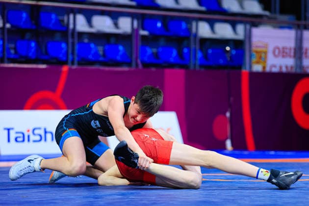 U17 Wrestling European Championships 48kg FS Bogdan Sapojnic GER df Ivan Astreika BLR Copyright: xKostadinxAndonov xUnitedxWorldxWrestlingx Kostadin Andonov United World Wrestling