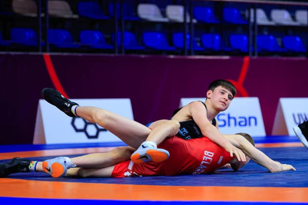 U17 Wrestling European Championships 48kg FS Bogdan Sapojnic GER df Ivan Astreika BLR Copyright: xKostadinxAndonov xUnitedxWorldxWrestlingx Kostadin Andonov United World Wrestling