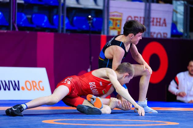U17 Wrestling European Championships 48kg FS Bogdan Sapojnic GER df Ivan Astreika BLR Copyright: xKostadinxAndonov xUnitedxWorldxWrestlingx Kostadin Andonov United World Wrestling