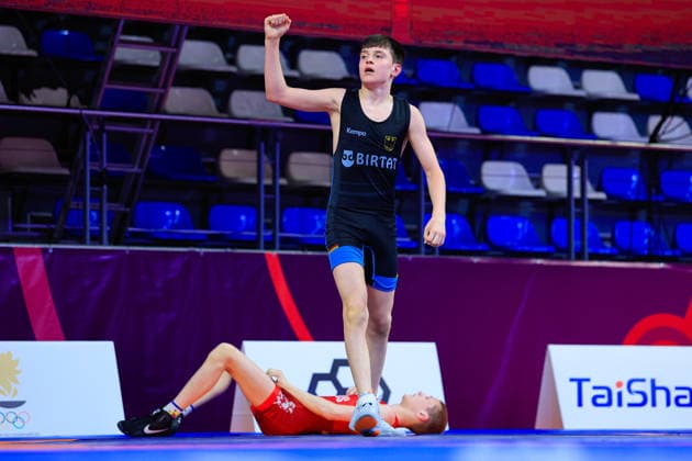 U17 Wrestling European Championships 48kg FS Bogdan Sapojnic GER df Ivan Astreika BLR Copyright: xKostadinxAndonov xUnitedxWorldxWrestlingx Kostadin Andonov United World Wrestling