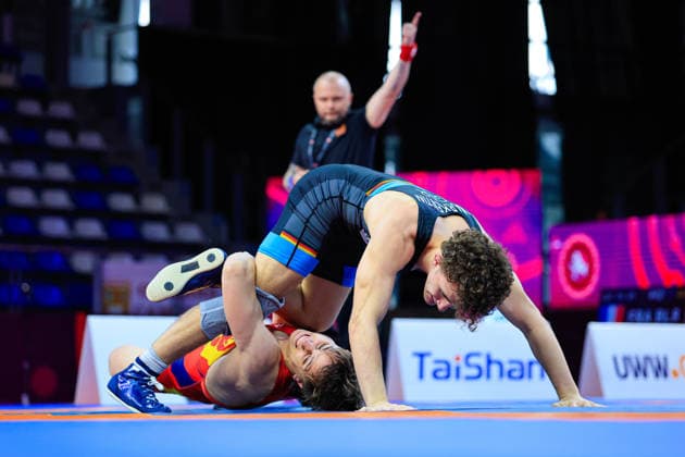 U17 Wrestling European Championships 65kg FS Istvan Nagy ROU df Neo Alexander Warkentin GER Copyright: xKostadinxAndonov xUnitedxWorldxWrestlingx Kostadin Andonov United World Wrestling