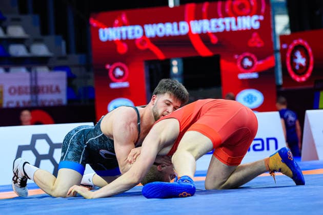 U17 Wrestling European Championships 80kg FS Emirhan Cayir TUR df Maxim Gaslama MDA Copyright: xKostadinxAndonov xUnitedxWorldxWrestlingx Kostadin Andonov United World Wrestling