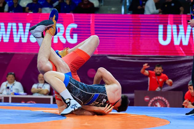 U17 Wrestling European Championships 80kg FS Emirhan Cayir TUR df Maxim Gaslama MDA Copyright: xKostadinxAndonov xUnitedxWorldxWrestlingx Kostadin Andonov United World Wrestling