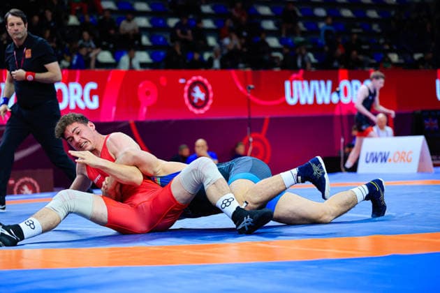 U17 Wrestling European Championships 80kg FS Nihad Suleymanli AZE df Eduardo Florian Citu GER Copyright: xKostadinxAndonov xUnitedxWorldxWrestlingx Kostadin Andonov United World Wrestling