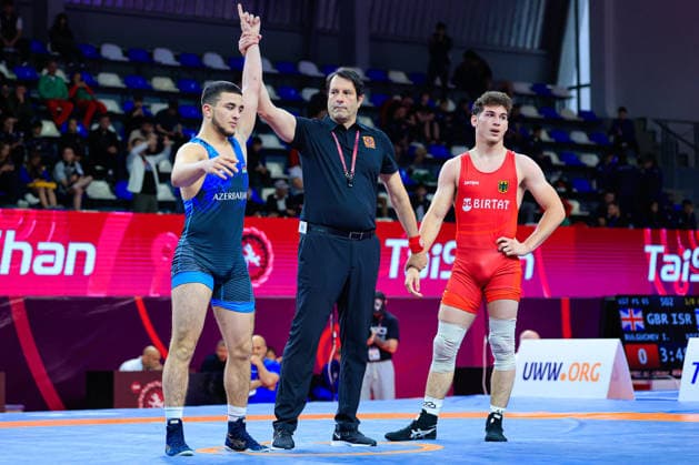 U17 Wrestling European Championships 80kg FS Nihad Suleymanli AZE df Eduardo Florian Citu GER Copyright: xKostadinxAndonov xUnitedxWorldxWrestlingx Kostadin Andonov United World Wrestling