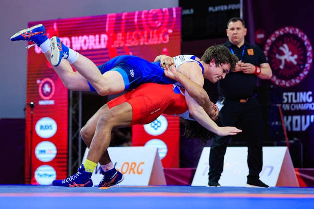 U17 Wrestling European Championships 80kg FS Radzhab Radzhabov RUS df Marshall James Everett Jones GBR Copyright: xKostadinxAndonov xUnitedxWorldxWrestlingx Kostadin Andonov United World Wrestling