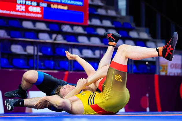 U17 Wrestling European Championships 80kg FS Zoran Shorov MKD df Sven Mikael Teodor Svensson Ljungberg SWE Copyright: xKostadinxAndonov xUnitedxWorldxWrestlingx Kostadin Andonov United World Wrestling