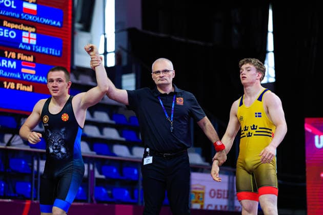 U17 Wrestling European Championships 80kg FS Zoran Shorov MKD df Sven Mikael Teodor Svensson Ljungberg SWE Copyright: xKostadinxAndonov xUnitedxWorldxWrestlingx Kostadin Andonov United World Wrestling