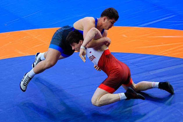 U17 Wrestling European Championships 110kg FS Hakim Taghiyev AZE df Magomed Omarov RUS Copyright: xKostadinxAndonov xUnitedxWorldxWrestlingx Kostadin Andonov United World Wrestling